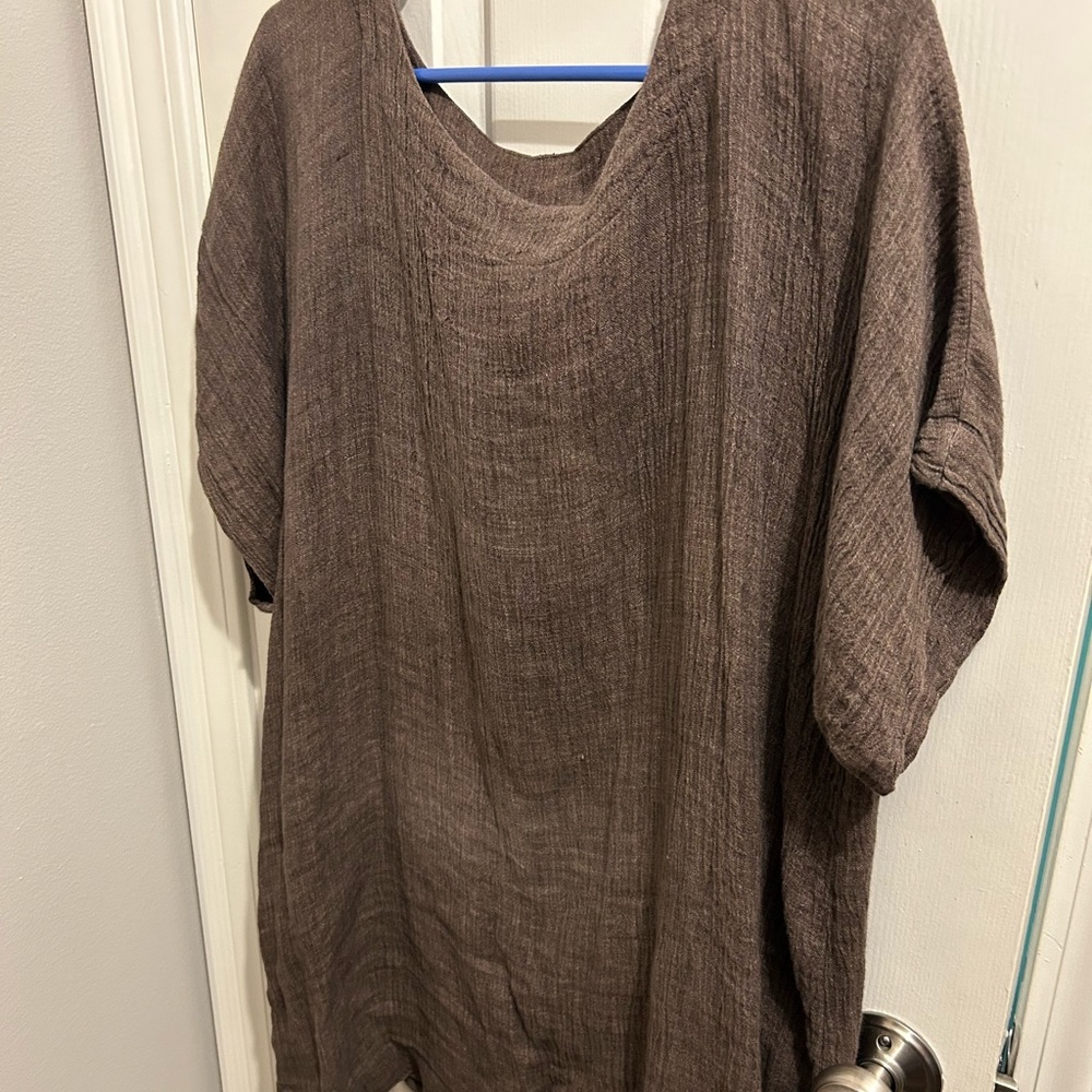 J Jill Brown Linen Tunic Top
